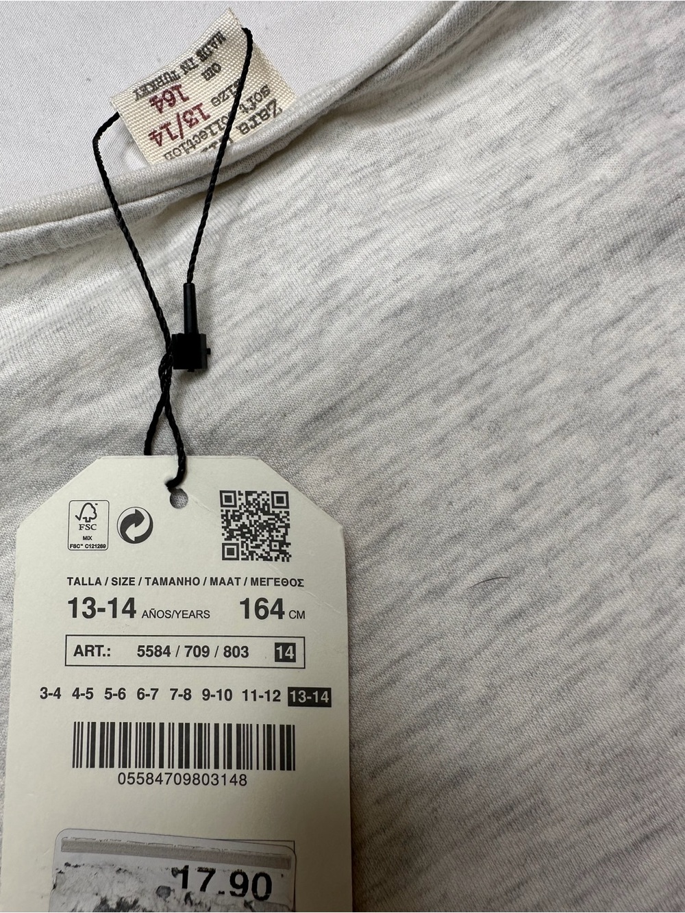 Zara Light Gray Short Sleeve Crew Neck Tee